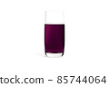 Glass of fresh sweet berry juice isolated on white background. 3D rendering realistic illustration. Glass for water. Vegan juice. Cleansing and detox. Empty liquid container. 85744064