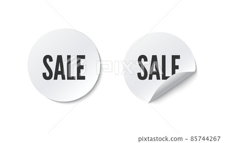 Paper round sticker with peeling corner and shadow Paper round sticker with peeling corner and shadow 85744267