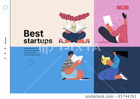 Startup illustration, website landing template. Concept of building new business 85744761