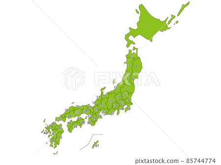 Map of Japan (with numbers) - Stock Illustration [85744774