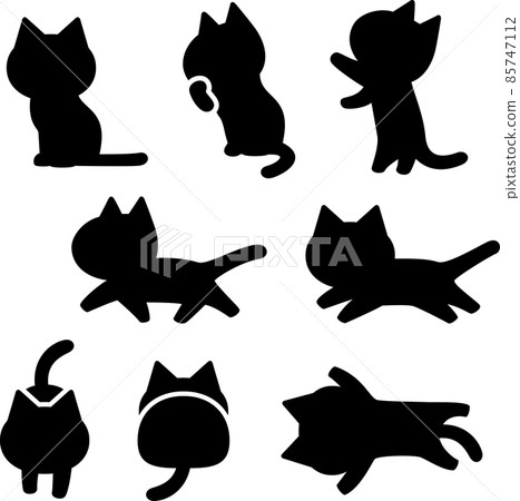 Simple cat silhouette icon set Simple cat silhouette icon set 85747112