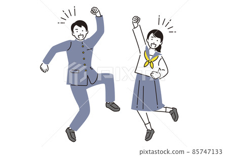 Men and women set of junior high school students who jump people 85747133