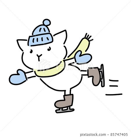 Illustration of a cute cat skating Illustration of a cute cat skating 85747405