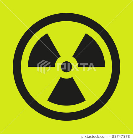 Vector icon of radiation on yellow background. 85747578