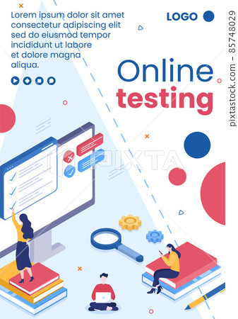 Online Testing Course Flyer Template Flat Design Illustration Editable of Square Background for Social media, E-learning and Education Concept 85748029