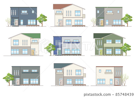 Variation set vector illustration of a modern single-family home 85748439