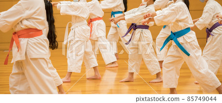 Children practicing karate at the dojo Children practicing karate at the dojo 85749044
