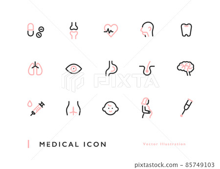 Image icon set material of medical examination subject 85749103