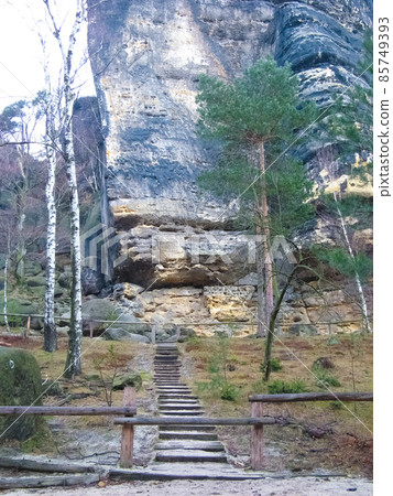 Saxony park in Germany with stones 85749393