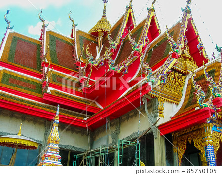 Buddhist pagoda, part of temple complex Wat Plai Laem on Samui island. Thailand Buddhist pagoda, part of temple complex Wat Plai Laem on Samui island. Thailand 85750105