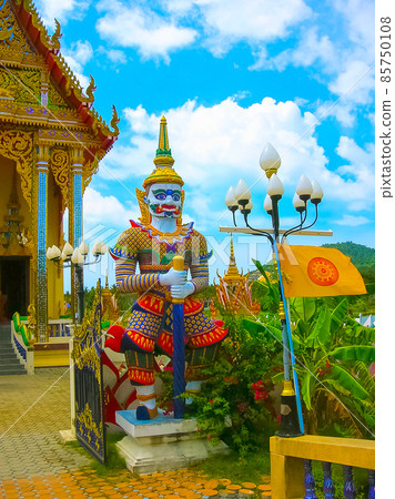 Buddhist pagoda, part of temple complex Wat Plai Laem on Samui island. Thailand 85750108