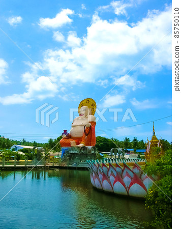 Buddhist pagoda, part of temple complex Wat Plai Laem on Samui island. Thailand Buddhist pagoda, part of temple complex Wat Plai Laem on Samui island. Thailand 85750110