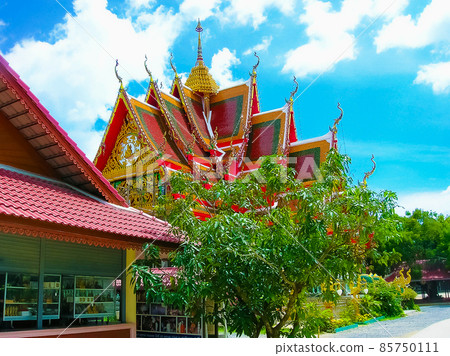 Buddhist pagoda, part of temple complex Wat Plai Laem on Samui island. Thailand 85750111