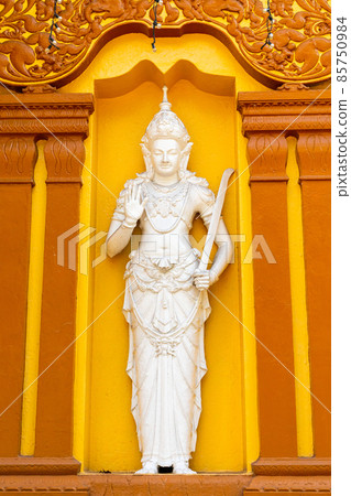 White statue at Gangaramaya Temple, Colombo, Sri Lanka White statue at Gangaramaya Temple, Colombo, Sri Lanka 85750984