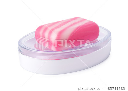 Soap and soap box isolated on a white background Soap and soap box isolated on a white background 85751383