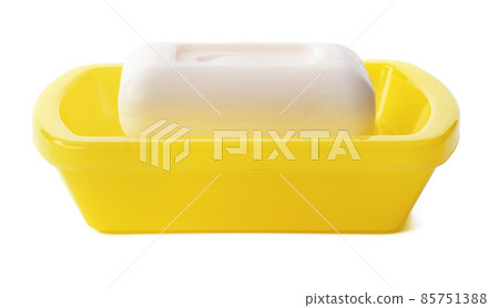 Soap and soap box isolated on a white background Soap and soap box isolated on a white background 85751388