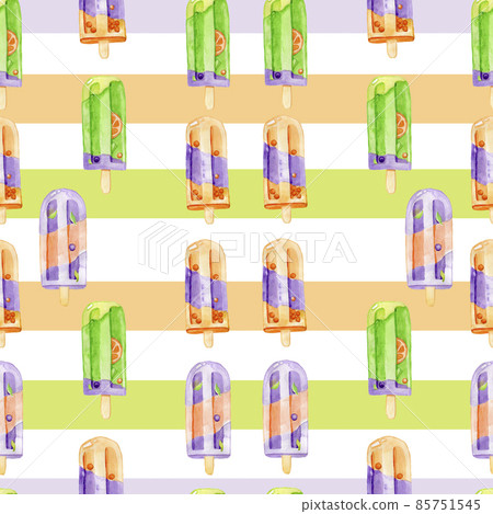 Seamless Pattern Fruit Ice Sherbet Sweets Trend Colors 2022 Royal Purple Green Peach 85751545