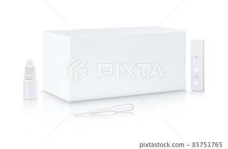 Covid-19 Rapid Antigen Test kit Box and Equipment mock up isolate is on white background Mockup for Packaging design 85751765