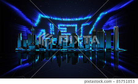 Metaverse, virtual reality, augmented reality and blockchain technology, user interface 3D experience.  85751853