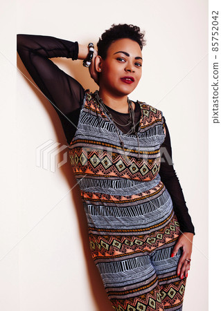 pretty stylish african american big mama woman well dressed. swag relax at home pretty stylish african american big mama woman well dressed. swag relax at home 85752042