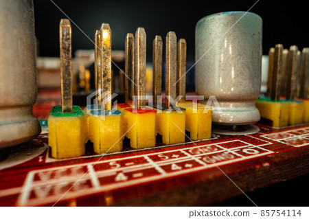Macro photo of electronic components of a circuit board 85754114