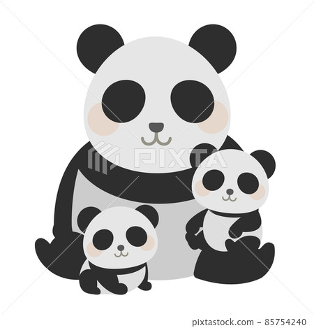 Illustration of a child's twin panda and a mother's panda 85754240