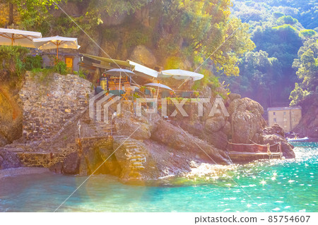 San Fruttuoso abbey in Camogli, Liguria, Italy 85754607