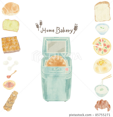 可以在家庭麵包店製作的麵包手繪水彩插圖 可以在家庭麵包店製作的麵包手繪水彩插圖 85755271