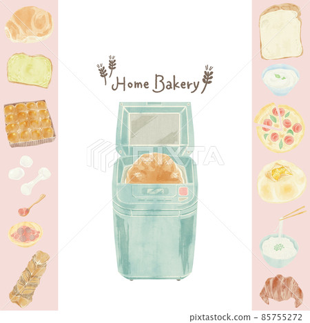 可以在家庭麵包店製作的麵包手繪水彩插圖 可以在家庭麵包店製作的麵包手繪水彩插圖 85755272