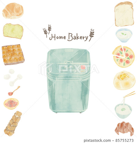 可以在家庭麵包店製作的麵包手繪水彩插圖 85755273
