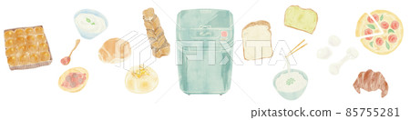 可以在家庭麵包店製作的麵包手繪水彩插圖 可以在家庭麵包店製作的麵包手繪水彩插圖 85755281
