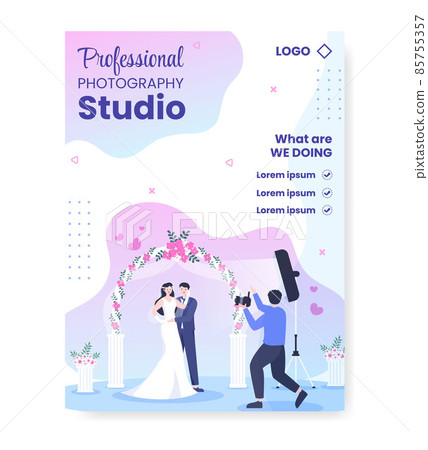 Photographer with Camera and Digital Film Equipment Poster Template Flat Illustration Editable of Square Background for Social Media or Web 85755357