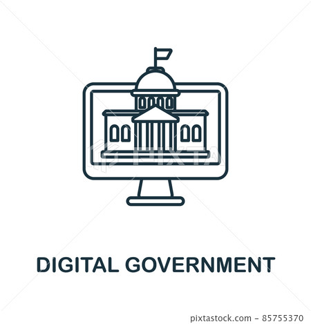 Digital Government icon. Line element from digital transformation collection. Linear Digital Government icon sign for web design, infographics and more. 85755370