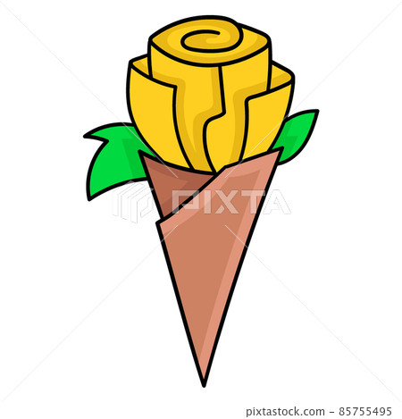 beautiful yellow rose bouquet. doodle icon drawing beautiful yellow rose bouquet. doodle icon drawing 85755495