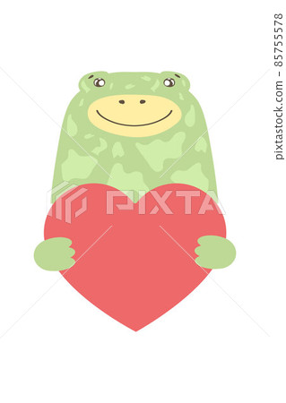 Cute cartoon frog animal holds a heart sign with copy space. set valentine's day greeting card banner invitation flyer brochure. cartoon hand drawn style. Little animals pets in love, declaration of Cute cartoon frog animal holds a heart sign with copy space. set valentine's day greeting card banner invitation flyer brochure. cartoon hand drawn style. Little animals pets in love, declaration of 85755578