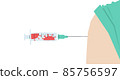 Injection of the coronavirus vaccine into the shoulder of a caucasian person 85756597