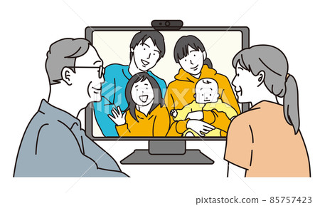 家庭進行可視電話交談 85757423