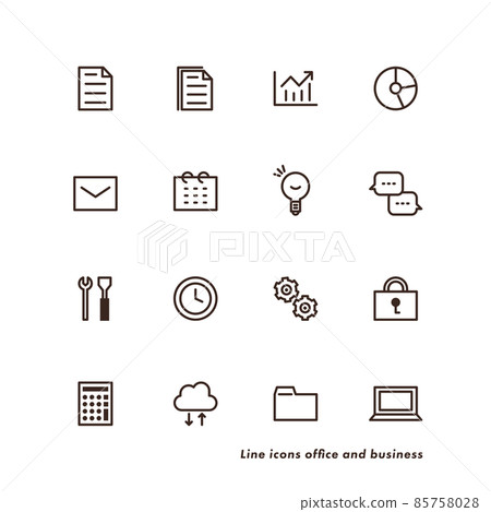 業務圖標集，單色插圖 85758028