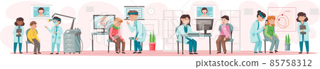 Otology doctor with patient. Otorhinolaryngology healthcare medicine or otolaryngology diseases Otology doctor with patient. Otorhinolaryngology healthcare medicine or otolaryngology diseases 85758312