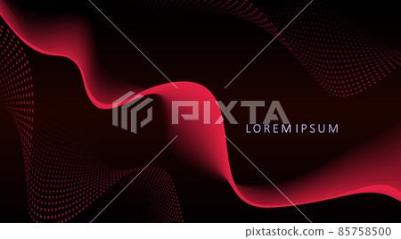 Abstract red bright smooth wave lines isolated on black design 85758500