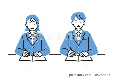 High school boys and girls studying 85758683