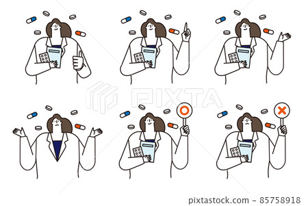 Vector illustration set of medicine, medicine bag and pharmacist. 85758918