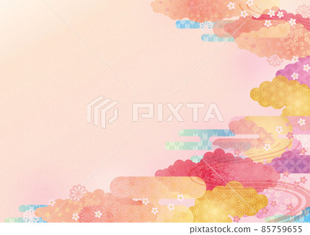Background material-Japanese pattern Sakura 2022-15 85759655