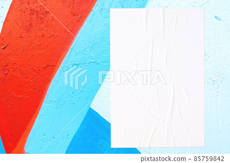 colorful urban wall texture with wrinkled glued poster template 85759842
