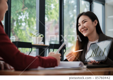 Business woman or accountant making working audit with her team. finance and accounting concept. 85760442