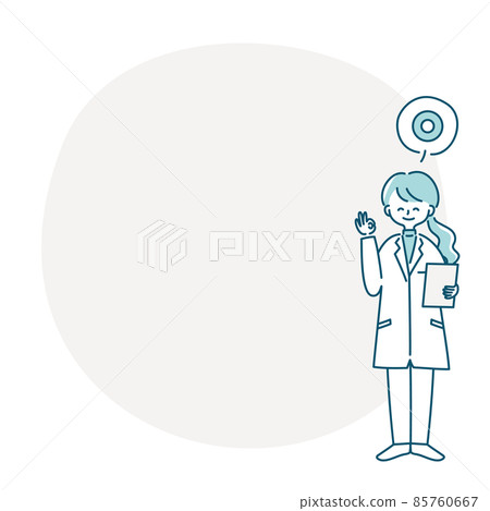 Frame illustration of a woman in a white coat giving an OK sign 85760667