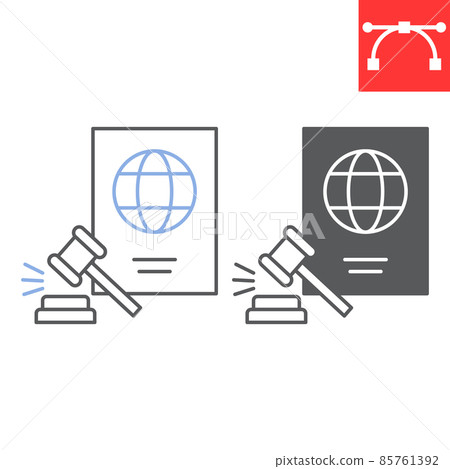 Immigration law line and glyph icon, passport and illegal, immigrant law vector icon, vector graphics, editable stroke outline sign, eps 10. 85761392