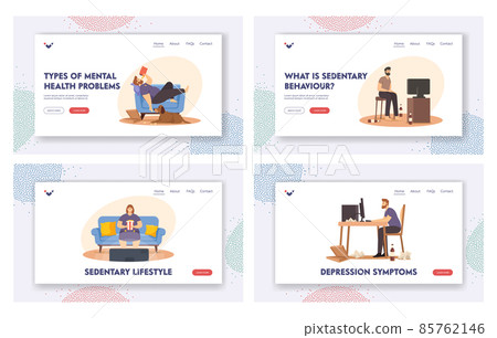Sedentary Lifestyle Landing Page Template Set. Lazy People Sitting on Sofa Eating Fast Food, Watch Tv. Fat Characters Sedentary Lifestyle Landing Page Template Set. Lazy People Sitting on Sofa Eating Fast Food, Watch Tv. Fat Characters 85762146