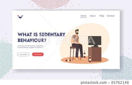 Sedentary Behaviour Landing Page Template. Laziness, Degradation, Unhealthy Lifestyle, Bad Habit. Lazy Man Watching Tv 85762148