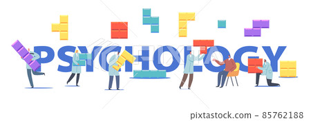 Psychology Concept. Tiny Psychologist Doctor Characters Set Up Huge Colorful Puzzle Pieces. Human Mental Health 85762188